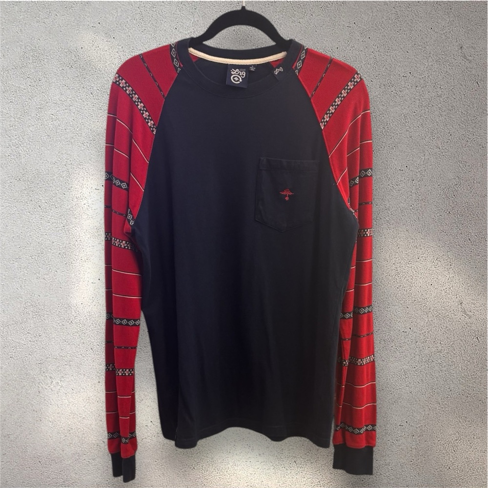 LRG Black and Red Patterned Long Sleeve Tee